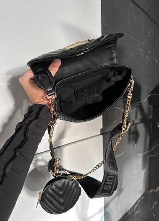 Популярная женская брендовая сумочка черная золотой логотип луи витон сумка multi pochette с цепью цепочкой6 фото
