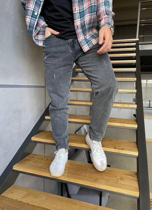 Чоловічі джинси чорні напів мом9 фото