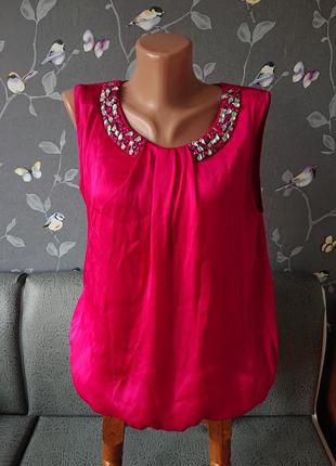 Красивая розовая блуза с камнями р.44/46 блузка блузочка