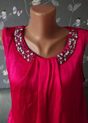 Красивая розовая блуза с камнями р.44/46 блузка блузочка4 фото