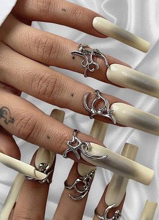 Набор колец готических металических необычных регулирующихся кольцо кольца