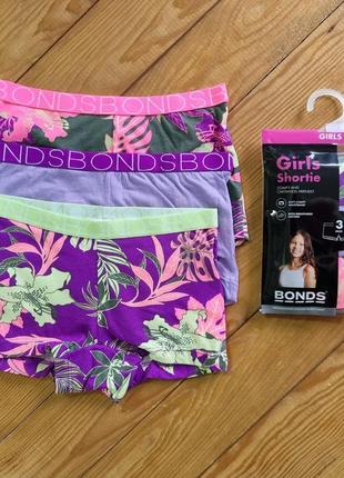Комплект трусики-шортики для девочки из 3 штук, возраст 4-6 лет, цвет фиолетовый, сиреневый, хаки