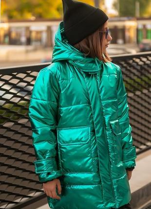 Зимова тепла куртка для дівчат, розміри на ріст 140-170