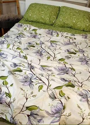 Євро комплект постільної білизни " квіти ", бязь голд люкс, "віталіна"