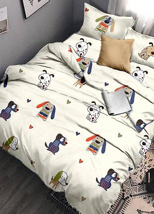 Євро комплект постільної білизни " собаки ", бязь голд люкс, "віталіна"