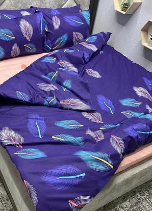 Євро комплект постільної білизни " пір'я ", бязь голд люкс, "віталіна"