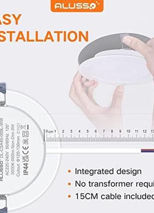 Світлодіодні вбудовувані світильники на стелю alusso 4w, діаметр ø98 мм, виріз ø77-82 мм точкові лампи6 фото