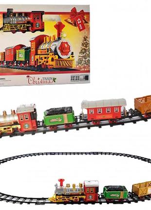 Детская железная дорога рождественский экспресс, игрушка поезд, 12 элементов, рейсы 105 см, звуки, подсветка1 фото