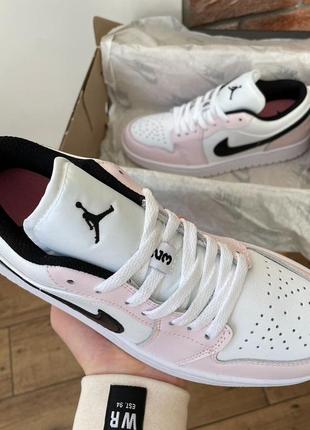 Nike air jordan 1 retro low white black pink4 фото