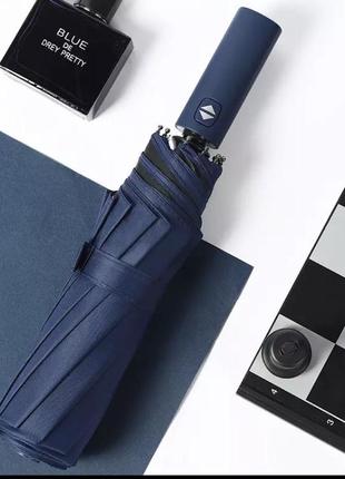 Зонт автоматичний синій, з вінілом, захист від ультарфіолету,ручка в колір, діаметр 105 см, чоловічий, жіночий, унісекс