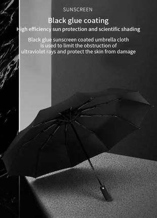 Зонт автоматический черный, нижний слой винил от ультрафиолета, ручка в цвет.105 см, мужской, женский, унисекс2 фото