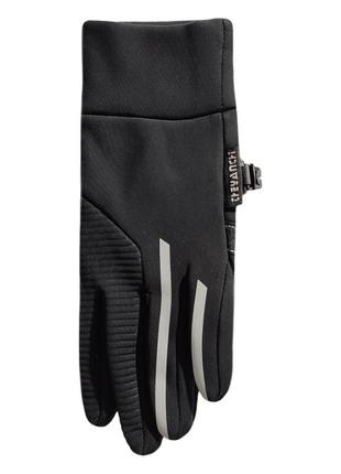 Спортивные сенсорные термо перчатки черного цвета со светоотражателем2 фото