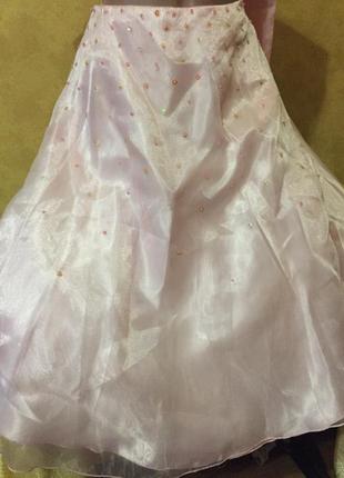 Нарядная розовая юбка клешная пышная м3 фото