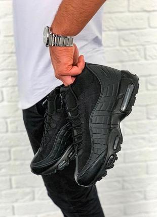 Мужские высокие кожаные термо кроссовки nike air max sneakerboot 95 "black"#найк4 фото