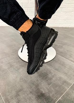 Мужские высокие кожаные термо кроссовки nike air max sneakerboot 95 "black"#найк6 фото