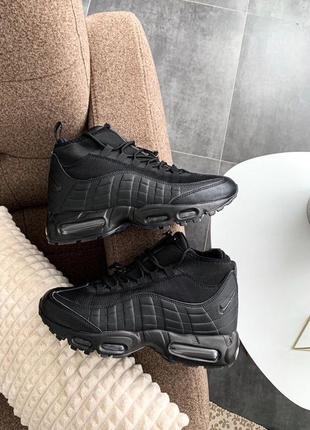 Мужские высокие кожаные термо кроссовки nike air max sneakerboot 95 "black"#найк8 фото