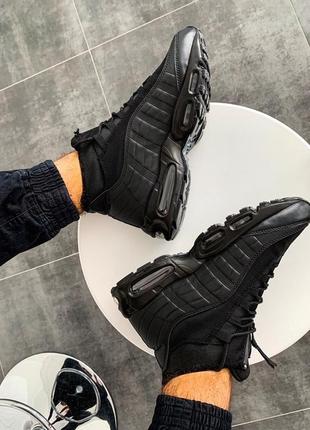 Мужские высокие кожаные термо кроссовки nike air max sneakerboot 95 "black"#найк7 фото