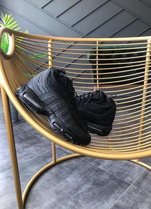 Мужские высокие кожаные термо кроссовки nike air max sneakerboot 95 "black"#найк9 фото