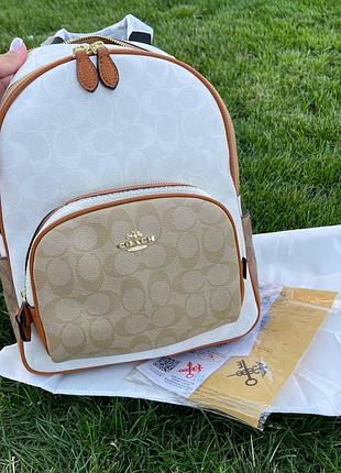Женский кожаный рюкзак dackpack coach jordyn  white