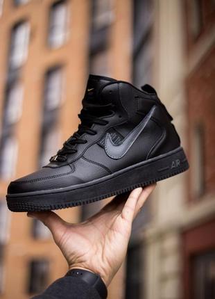 Кросівки чоловічі зимні найк форс з хутром, Centre nike air force winter high black, мужские кроссовки найк зимние