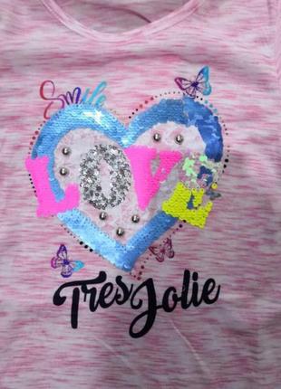 Футболка для девочки 6-14лет. венгрия.  перевертыши паетки