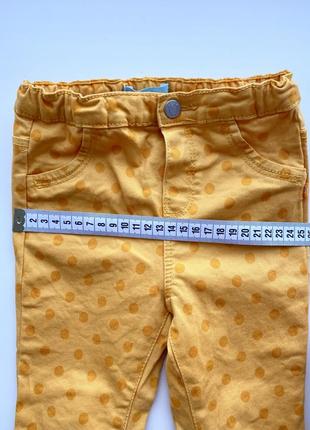 Джинси штани котонові  в горошок жовті середня посадка4 фото