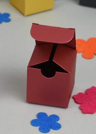 Коробочка 3,5×3,5×3,5 см, темно-червона, бордова (mars) з дизайнерського картону