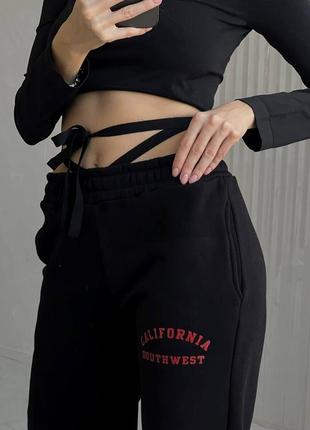 Женские спортивные штаны брюки джогеры черные серые теплые на флисе зимние джокеры3 фото