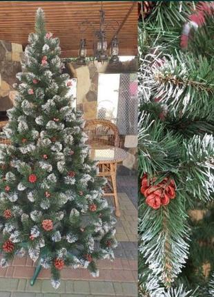 Ель/елка "новогодняя сказка" с шишками и гроздью калины
