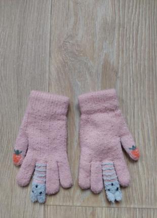 Теплі рукавички, перчатки на дівчинку1 фото