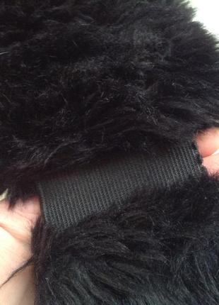 Чёрная меховая повязка полоска на голову зимняя ⛄5 фото
