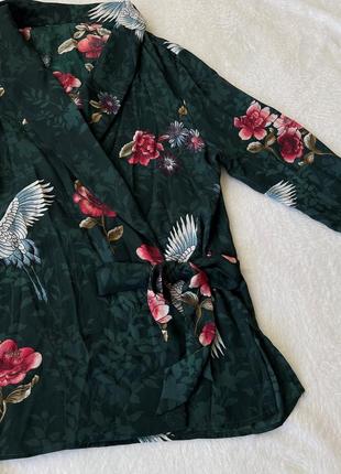Стильна блуза на запах zara з принтом р. s-m блузка с запахом кимоно5 фото