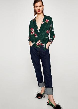 Стильна блуза на запах zara з принтом р. s-m блузка с запахом кимоно4 фото