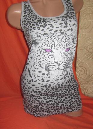 Майка подовжена з принтом барса