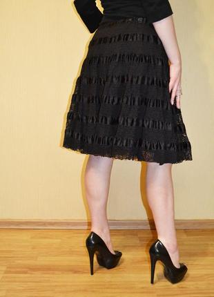Черная гипюровая юбка dolce & gabbana ажурная пышная солнце4 фото