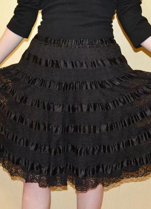 Черная гипюровая юбка dolce & gabbana ажурная пышная солнце6 фото