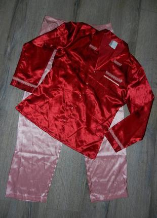 48/l/16 primark,англия!роскошная красно розовая атласная пижама новая3 фото