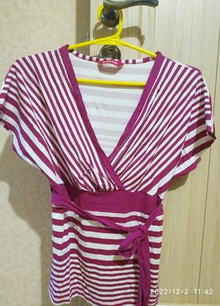 Блуза-футболка жіноча в полоску petite з пояском