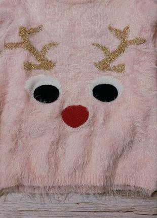Пухнастий новорічний светр кофта для дівчинки пушистый новогодний свитер кофта для девочки 110/116 lupilu2 фото