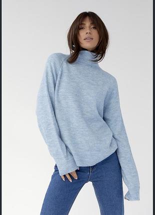 Женская однотонная водолазка с рукавами-регланами