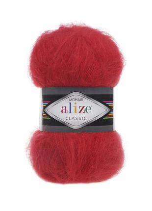 Пряжа alize mohair classic алізе мохер класік червоний 56