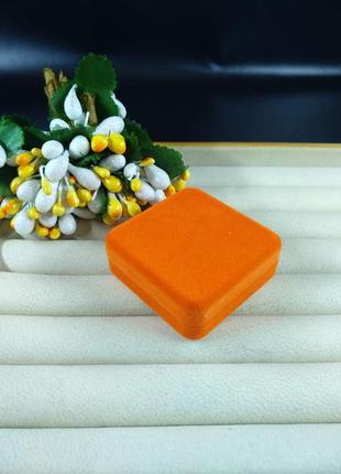 Ювелірна подарункова упаковка футляр коробочка для кулону підвіски помаранчевий квадрат оксамитовий