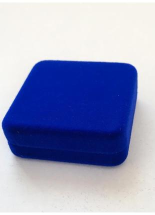 Ювелирная подарочная упаковка футляр коробочка для кулона подвески синий квадрат бархатный