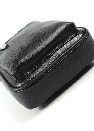 Мужской черный рюкзак слинг из эко-кожи сумочка на одно плечо молодежная нагрудная сумка рюкзак4 фото
