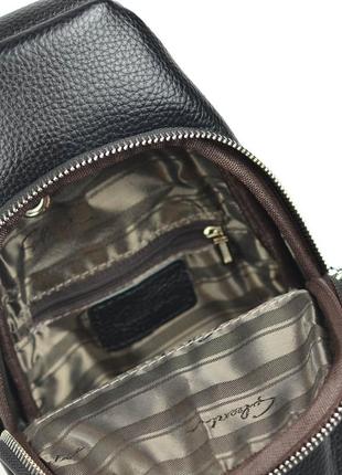 Мужской черный рюкзак слинг из эко-кожи сумочка на одно плечо молодежная нагрудная сумка рюкзак8 фото