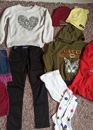 Речі на дівчинку,пакет вещей,одяг 116-122 см,светр,юбка,плаття,шапка