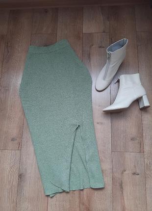 Теплая миди юбка в рубчик