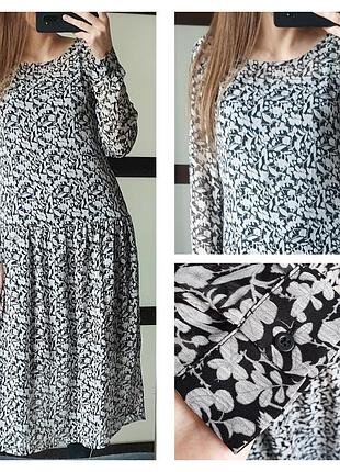 Ярусное шифоновое платье в цветочки