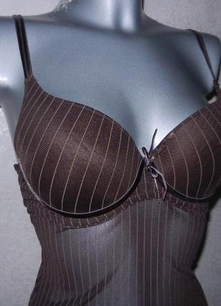 34в 75в*colours of the world*шоколадная майка бюстье с чашками,пуш ап,новая