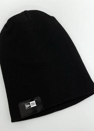 Оригінальна шапка 2 в 1  new era essential black long knit9 фото